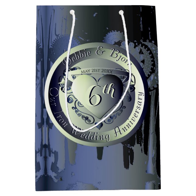 6e Bröllop-årsdagen Bronze Heart Medallion (Framsidan)