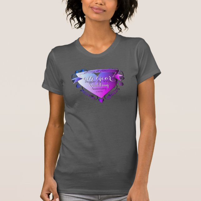 6e Bröllop-årsdagen för minnesdagen Amethyst Heart T Shirt (Framsida)