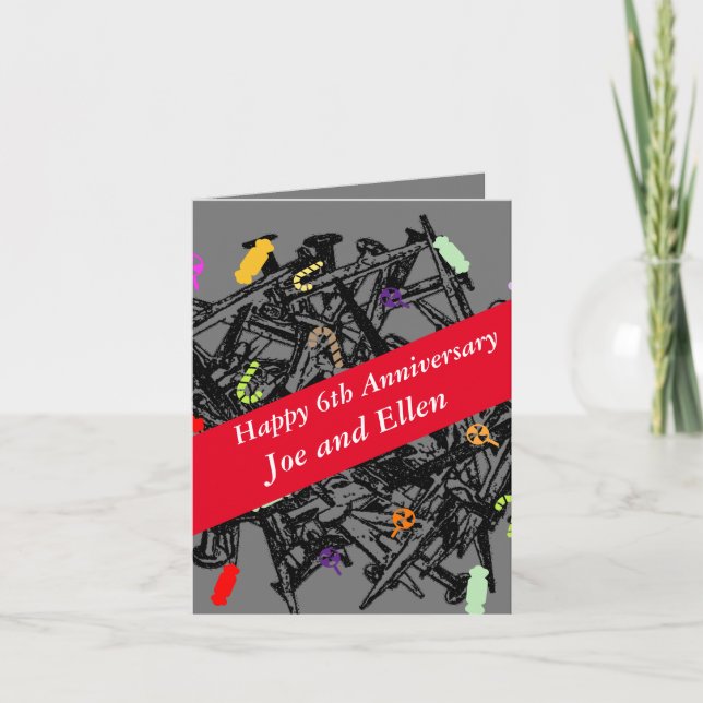 6e Bröllop-årsdagen, Nagel och godis, Kort (Framsida)