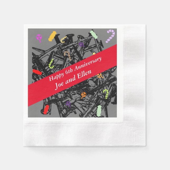 6e Bröllop-årsdagen, Nagel och kandisamet Pappersservett (Framsidan)