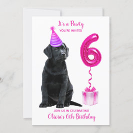 6e-dagspumpens tema - Cute Hund Girl Girl Pawty Inbjudningar