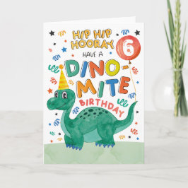 6e Dinosaur-födelsedagskort | Utskrivbar dosinosau Inbjudan