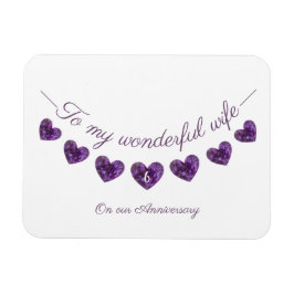 6e eller någon lila bröllop-jubileumsfru magnet