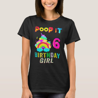 6e Fidget Pop it Birthday Girl Party sex år T Shirt