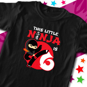 6e födelsedag 6 år gamla barn Party lilla Ninja 6  T Shirt