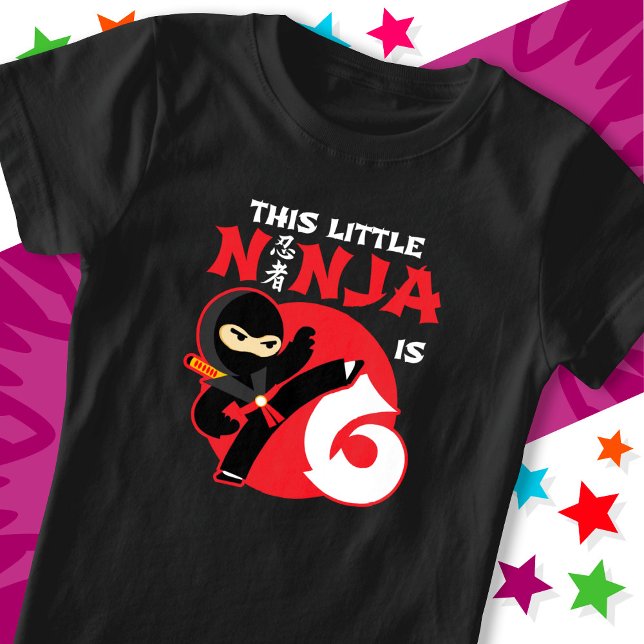 6e födelsedag 6 år gamla barn Party lilla Ninja 6  T Shirt (Skapare uppladdad)