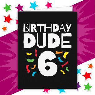 6e födelsedag 6 år gammal pojke Party födelsedag 6 Kort