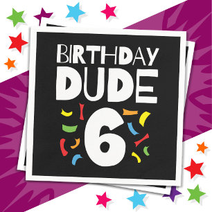 6e födelsedag 6 år gammal pojke Party födelsedag 6 Pappersservett