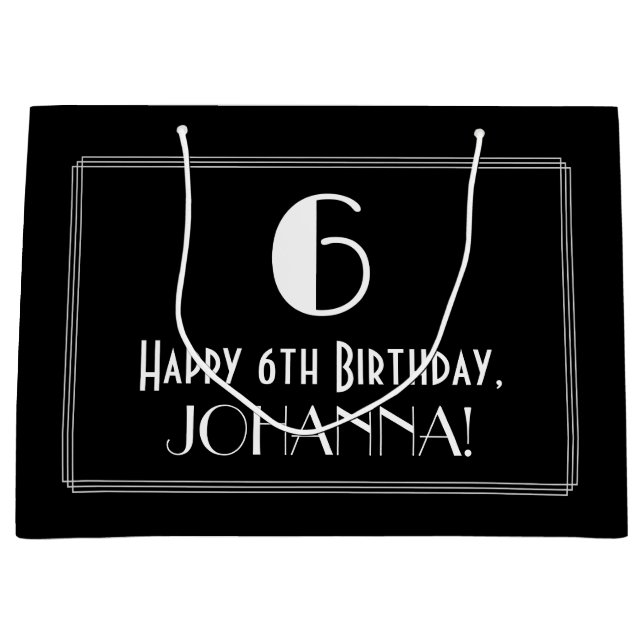 6e födelsedag: Art Deco Inspired Stil "6", Namn (Framsidan)