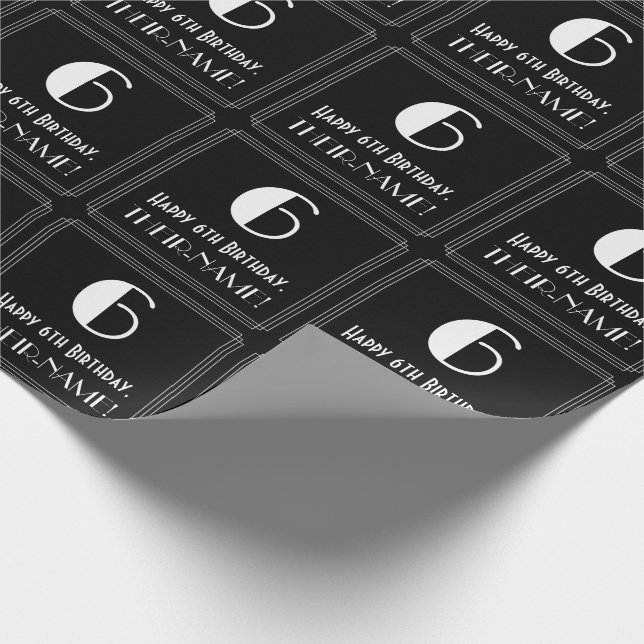 6e födelsedag - Art Deco Inspired Titta "6", Namn Presentpapper (Hörn)