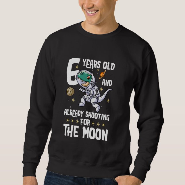 6e födelsedag Astronaut Boys Rymddag 6 år Lång Ärmad Tröja (Framsida)