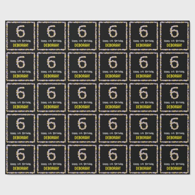 6e födelsedag: Blommigt Blommor nummer, eget namn Presentpapper (Seam)