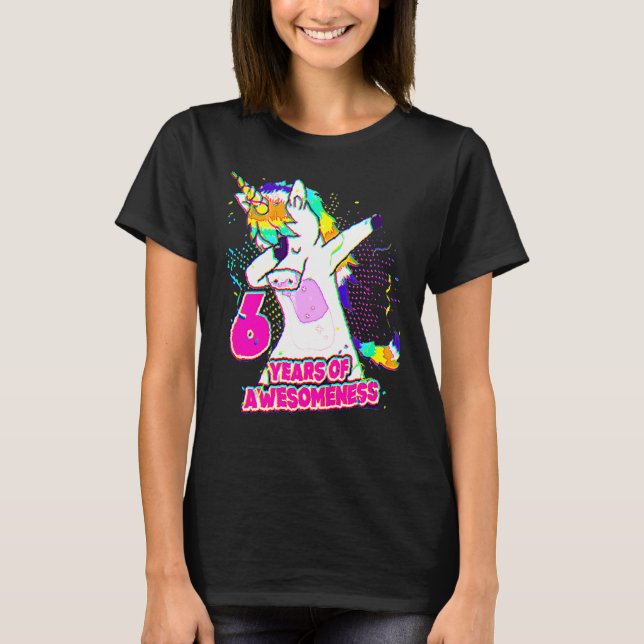 6e födelsedag Dabbing Unicorn 6 Awes T Shirt (Framsida)