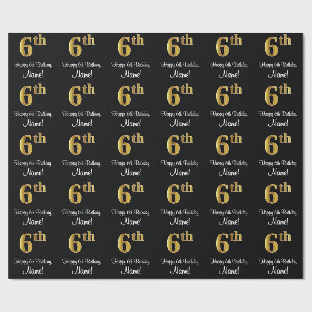 6e födelsedag: Elegant Luxurious Faux Guld Titta # Presentpapper (Platt)