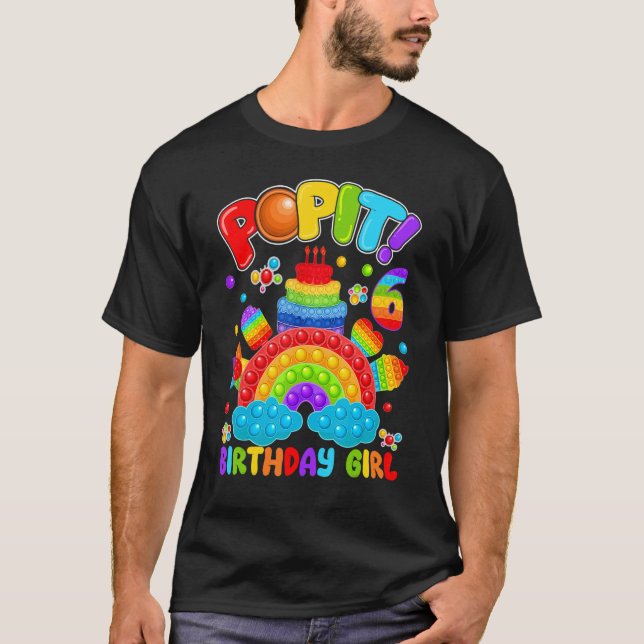 6e födelsedag Fidget Pop Det är födelsedag 6 år ga T Shirt (Framsida)