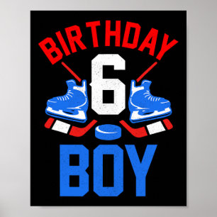 6e födelsedag för flickpojkar 6 år gammal isjockey poster