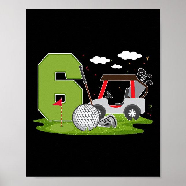 6e födelsedag Golf 6 år gammal Födelsedagsfest Gol Poster (Framsidan)