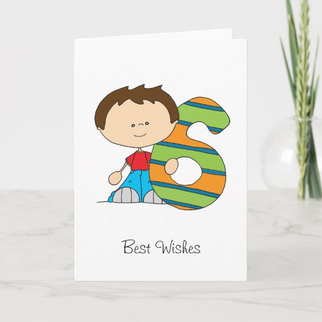 6e födelsedag - Hälsning-kort - pojke Kort (Framsida)