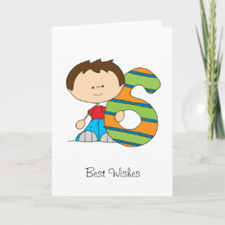 6e födelsedag - Hälsning-kort - pojke Kort