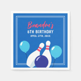 6e födelsedag i Vibrant Blue och Red Bowling Pappersservett