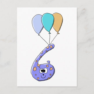 6e födelsedag, Lila Birthday Monster Tecknad. Vykort