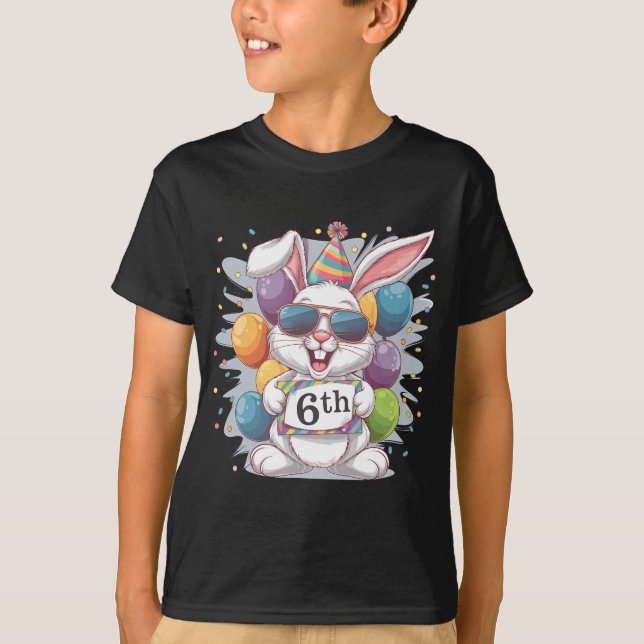 6e födelsedag med söt bunny t shirt (Framsida)
