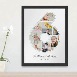 6e födelsedag nummer 6 Fotokollage Kids Nursery Poster