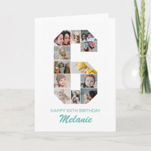 6e födelsedag nummer 6 Personlig för fotokollage Kort