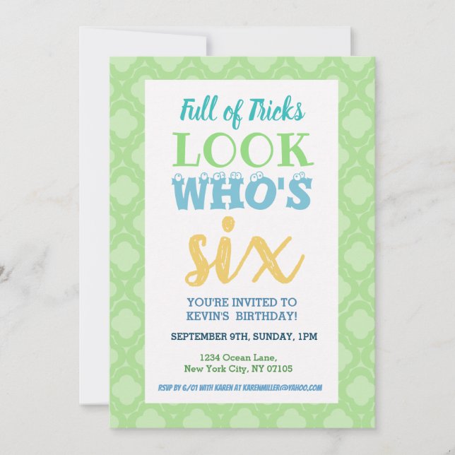 6e födelsedag Ord Inbjudningar (Framsida)