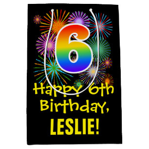 6e födelsedag: Roligt Fireworks Mönster + regnbåge