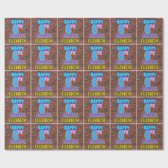 6e födelsedag: Roligt, Urban Graffiti Inspired loo Presentpapper (Platt)