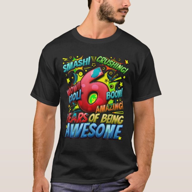 6e födelsedag Tecknad Stil Fantastisk sedan 2017,  T Shirt (Framsida)