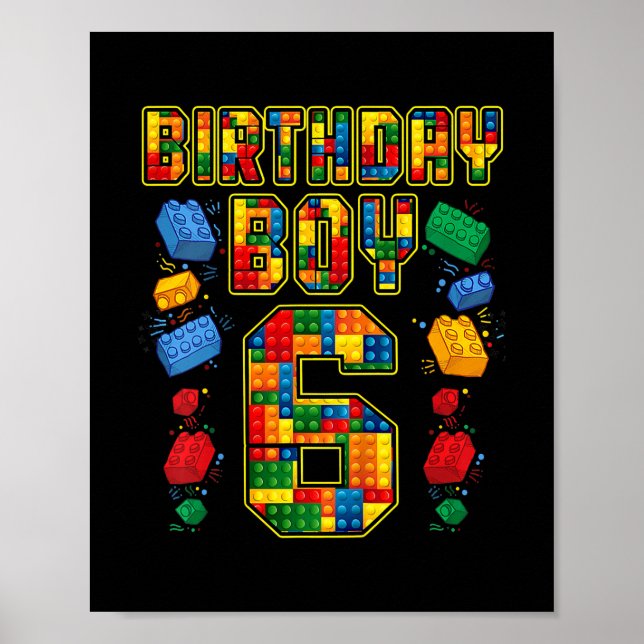 6e födelsedagsbyggare 6 år gammalt block poster (Framsidan)