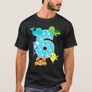6e Födelsedagsfest 6 år Gammal fisk Aquarium Bi T Shirt