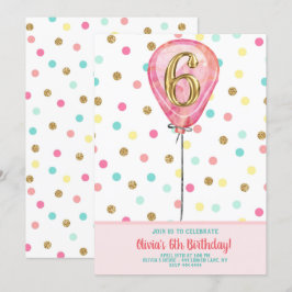 6e Födelsedagsfest Balloon Inbjudningar
