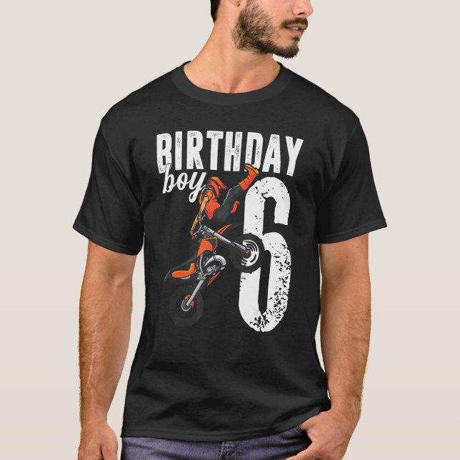 6e Födelsedagsfest för 6 år gammal Dirt Bike M T Shirt (Framsida)