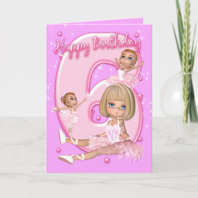 6e födelsedagskort med cute Ballerina Kort (Framsida)