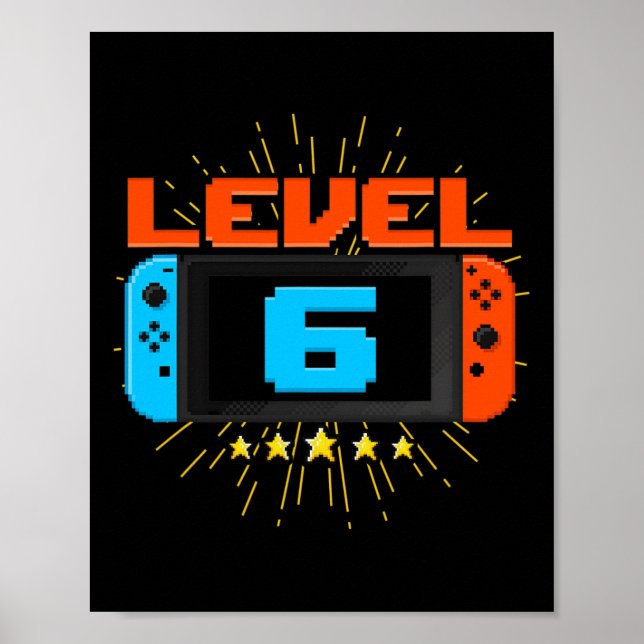 6e-födelsedagspojkens nivå 6 Olåst videospel 6 år Poster (Framsidan)