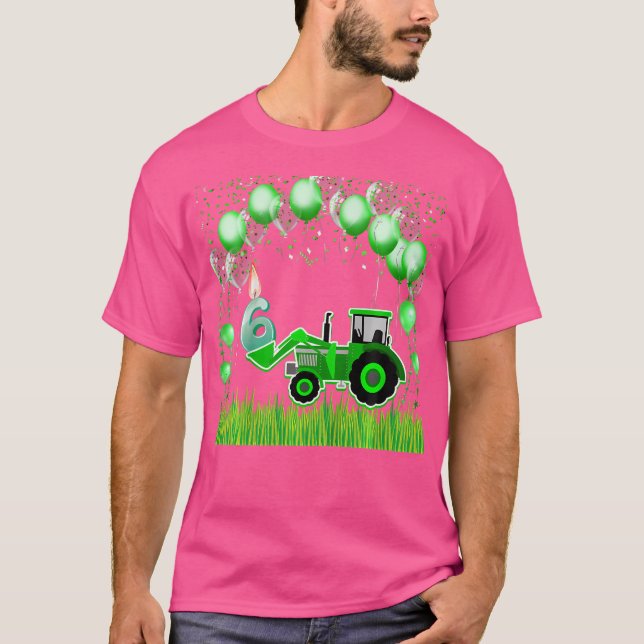 6e födelsedagstraktor 6 år gammal traktor t shirt (Framsida)