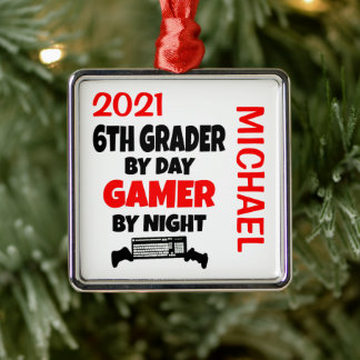 6e Grader Kärlek spelar videospel ANPASSNINGSBAR Julgransprydnad Metall