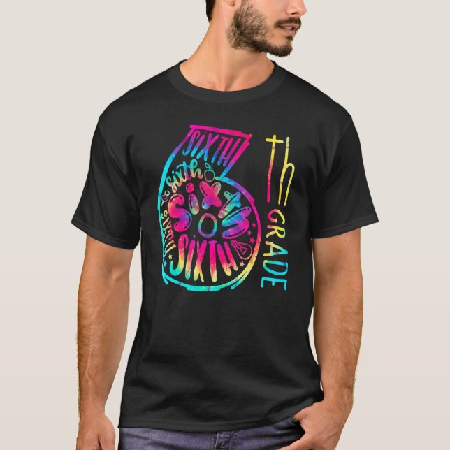 6e Klass Hej sjätte Klass-torget Back to school T Shirt (Framsida)