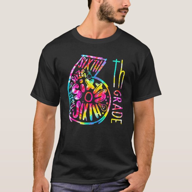 6e Klass Hej sjätte Klass-torget Back to school T Shirt (Framsida)