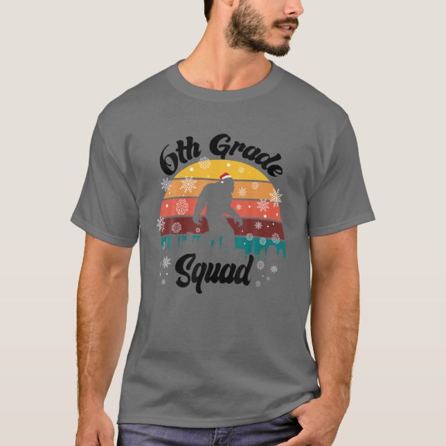 6e Klass Squad Funny Santa Hat Teacher jul T Shirt (Framsida)