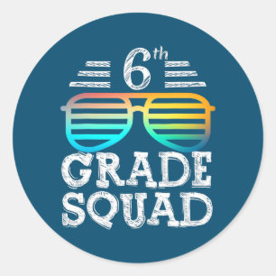 6e Klass Squad Team Crew Back to school Runt Klistermärke