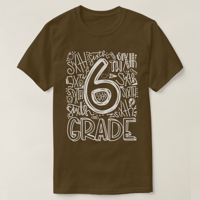 6e Klass Typografiteam 6 Klass Lärare tillbaka T Shirt (Design framsida)