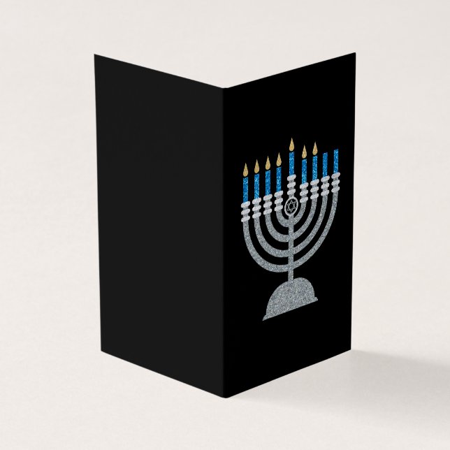 6e Natten Hanukkah Glitter-kort 25 pk Kort (Utsida)