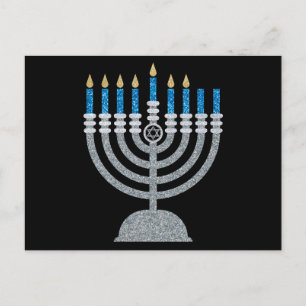 6e Natten Hanukkah Glitter vykort