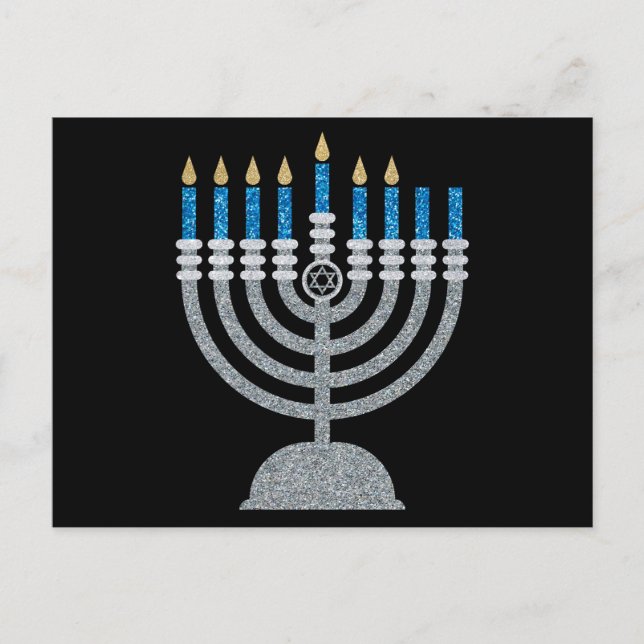 6e Natten Hanukkah Glitter vykort (Framsida)