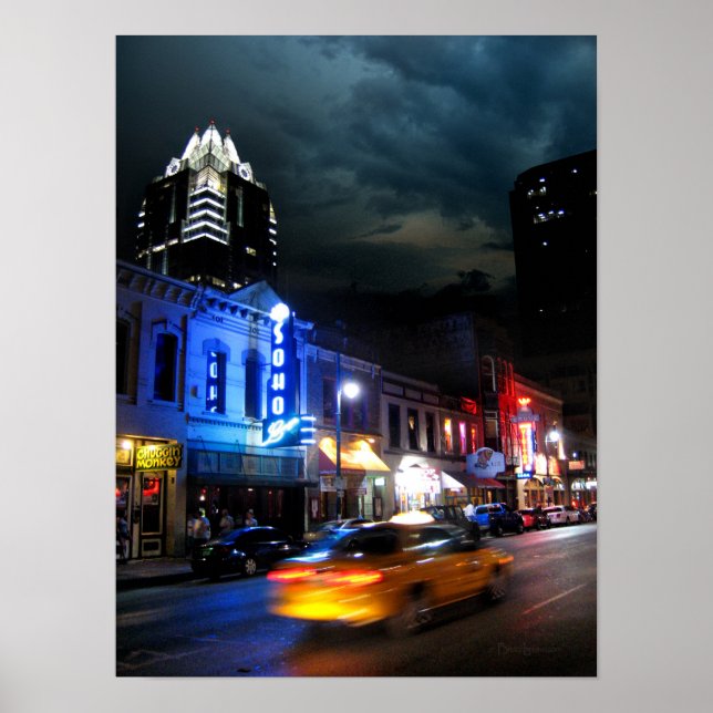 6e Street Downtown Austin Texas Poster (Framsidan)