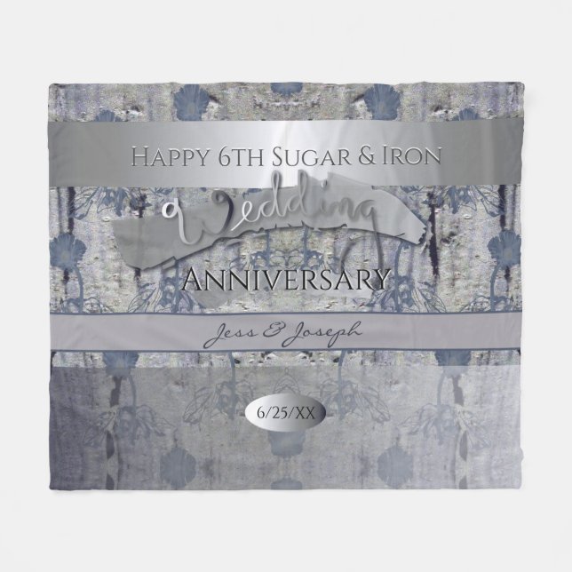6e Sugar & Järn Bröllop-årsdag Fleece Blanket (Framsidan (Horisontell))